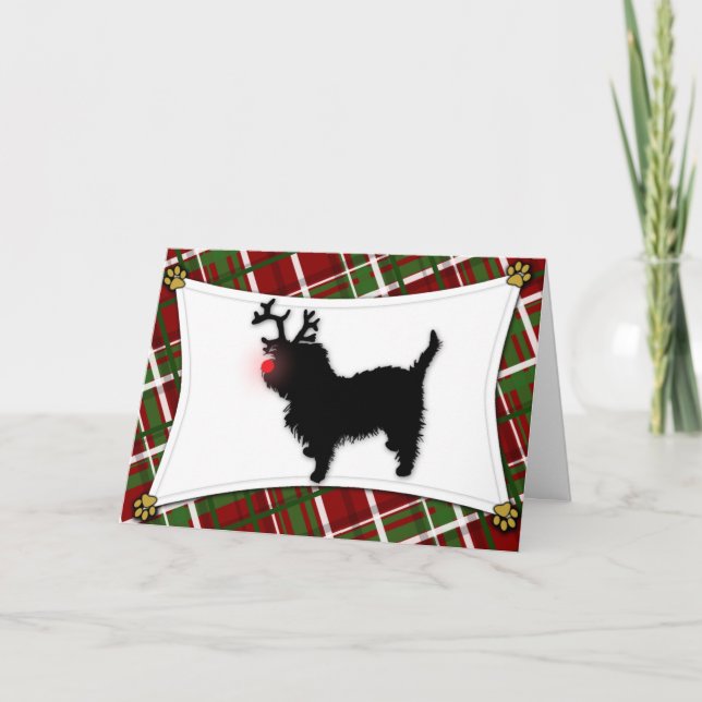 Carte de Noël de renne d'Affenpinscher (Devant)