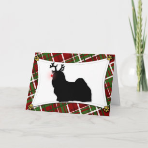 Carte de Noël de renne de Lhasa Apso