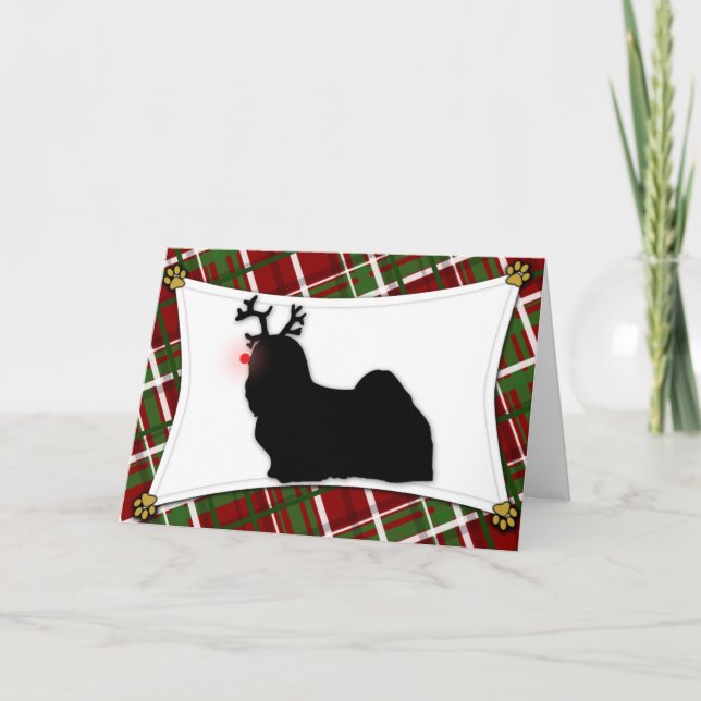 Carte de Noël de renne de Lhasa Apso (Devant)