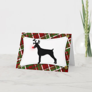 Carte de Noël de renne de Pinscher de dobermann