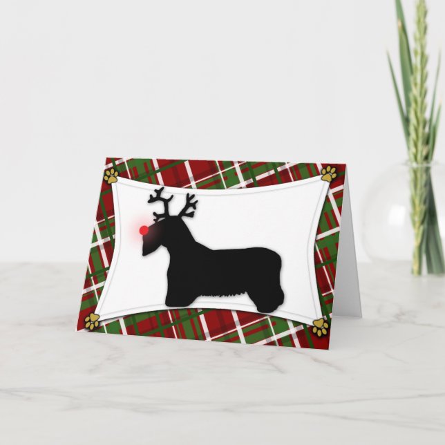 Carte de Noël de renne de Sealyham Terrier (Devant)