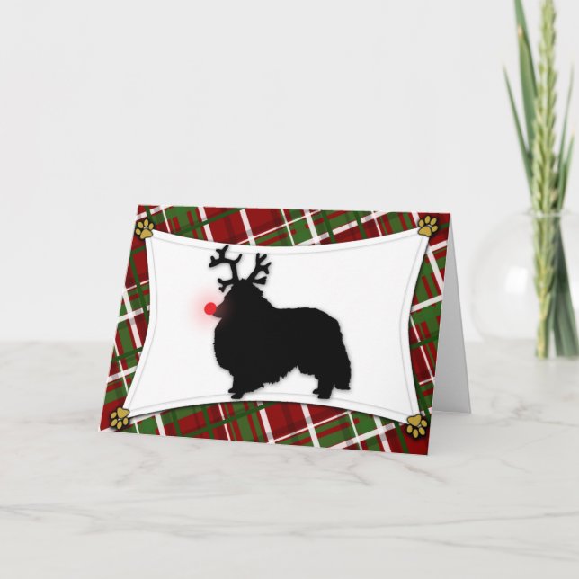 Carte de Noël de renne de Sheltie (Devant)