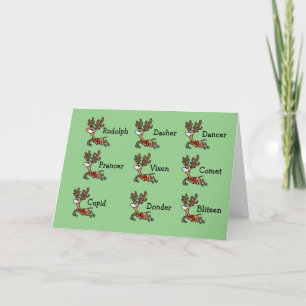 Carte de Noël de rennes du Père Noël avec masques
