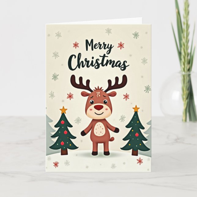 Carte de Noël de rennes joyeux (Devant)