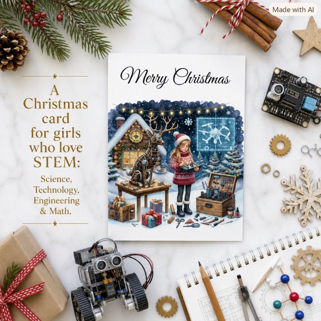 Carte de Noël de robotique STEM pour filles (Créateur téléchargé)
