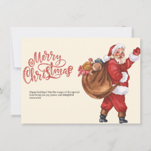 Carte de Noël de Santa, carte de Noël minimaliste