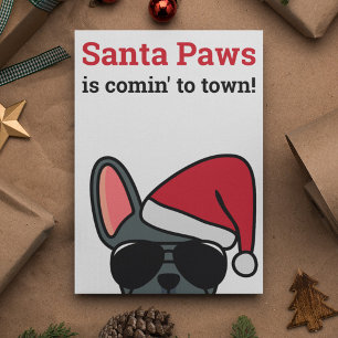 Carte de Noël de Santa Paws pour chien Bouledogue