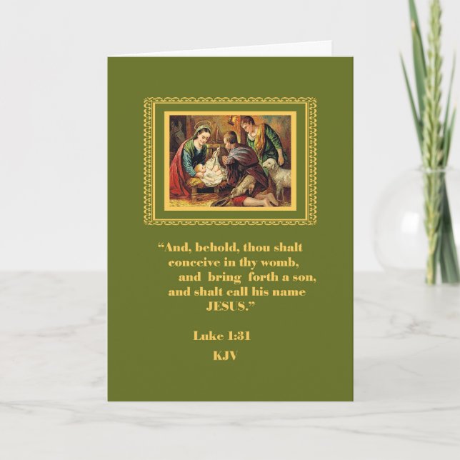 Carte de Noël de scène de nativité rétro (Devant)