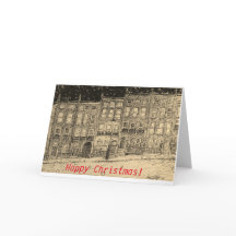 Carte de Noël de scène neigeuse de rue