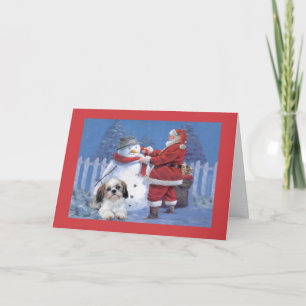 Carte de Noël de Shih Tzu Père Noël et bonhomme de