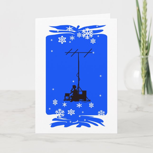 Carte de Noël de silhouette d'opérateur radio de (Devant)