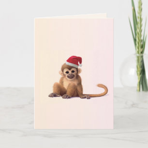 Carte de Noël de singe de bébés de zoo de Noël