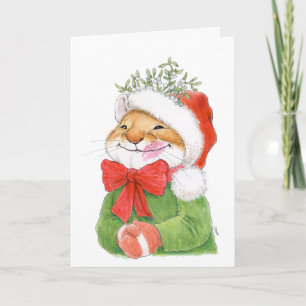 Carte de Noël de souris "Merry Kissmouse"