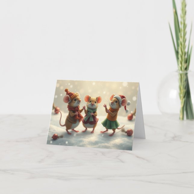Carte de Noël de souris mignonnes (Devant)