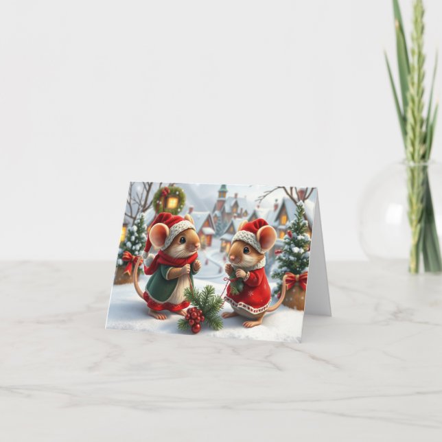 Carte de Noël de souris mignonnes (Devant)