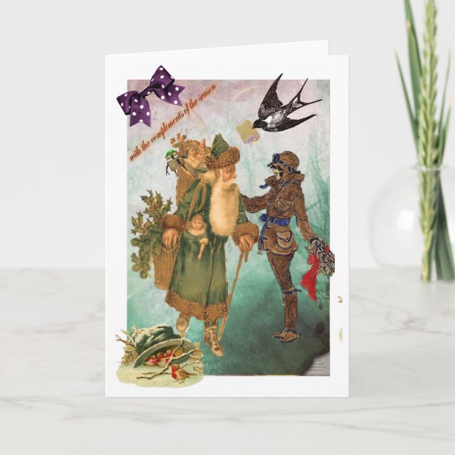 carte de Noël de steampunk collaged par aviatrix (Devant)