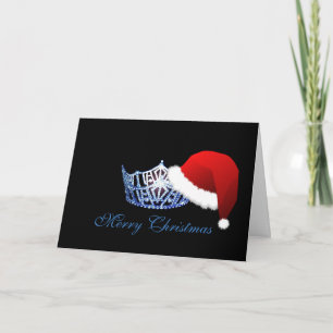 Carte de Noël de style de Miss America Santa Hat C