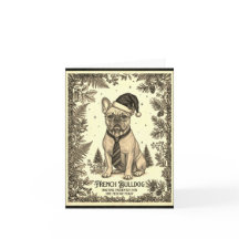 Carte de Noël de style vintage pour chien bouledog