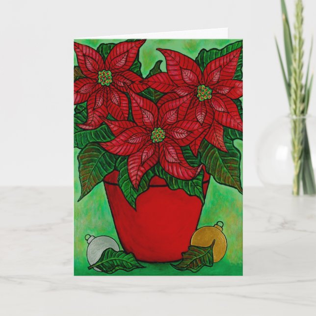 Carte de Noël "de temps de poinsettia" (Devant)
