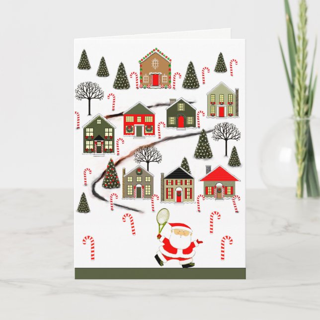 Carte de Noël de tennis (Devant)