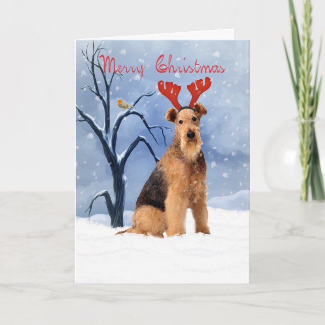 carte de Noël de terrier d'airedale - l'airedale a (Devant)