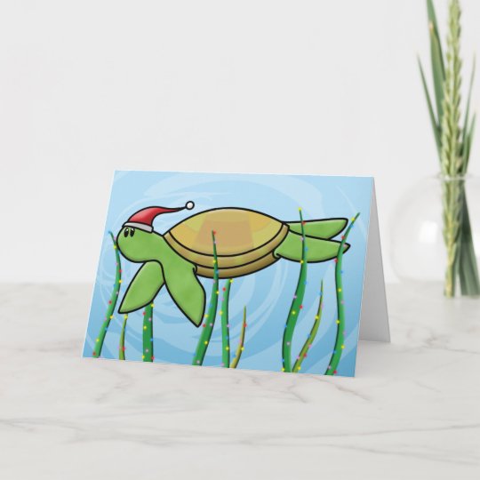 Carte De Noel De Tortue De Mer Verte De Kawaii Zazzle Fr