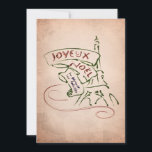 Carte de Noël de Tour Eiffel de Joyeux Noël<br><div class="desc">" Joyeaux Noël et Bonne Année !" Cette carte de voeux de Noël soutient Tour Eiffel dans schéma style de stylo-plume d'amusement, aussi bien que le "Joyeux Noël et la bonne année !" en français pour un contact spécial supplémentaire. L'arrière - plan est une carte fanée d'antiquité de sépia de...</div>