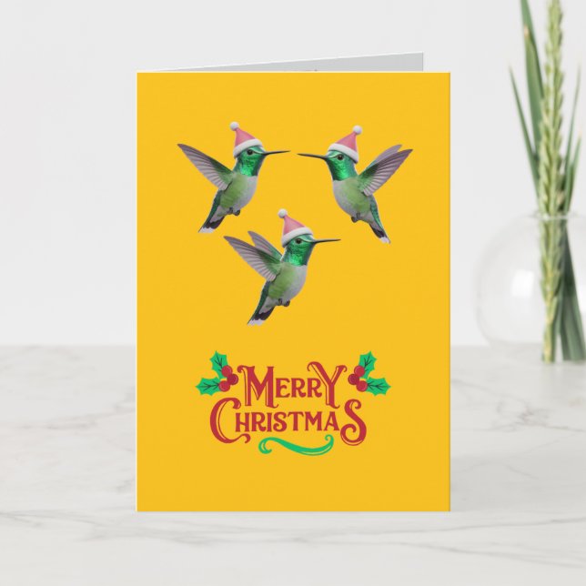 Carte de Noël de vacances de colibri mignon (Devant)