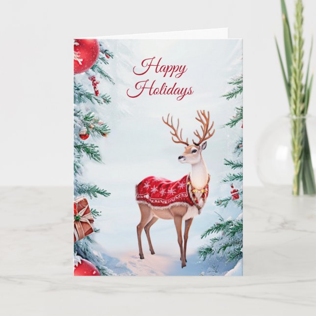 Carte de Noël de vacances de renne (Devant)