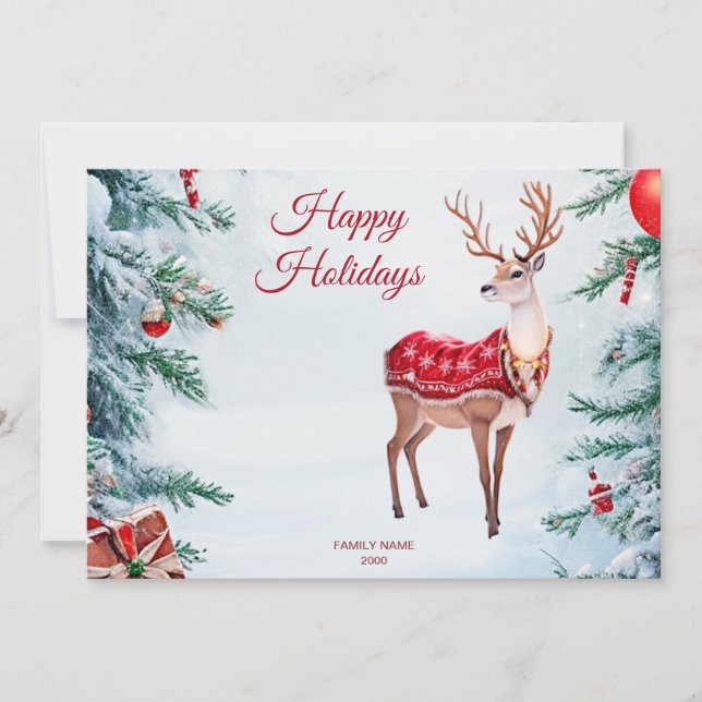 Carte de Noël de vacances de renne (Devant)