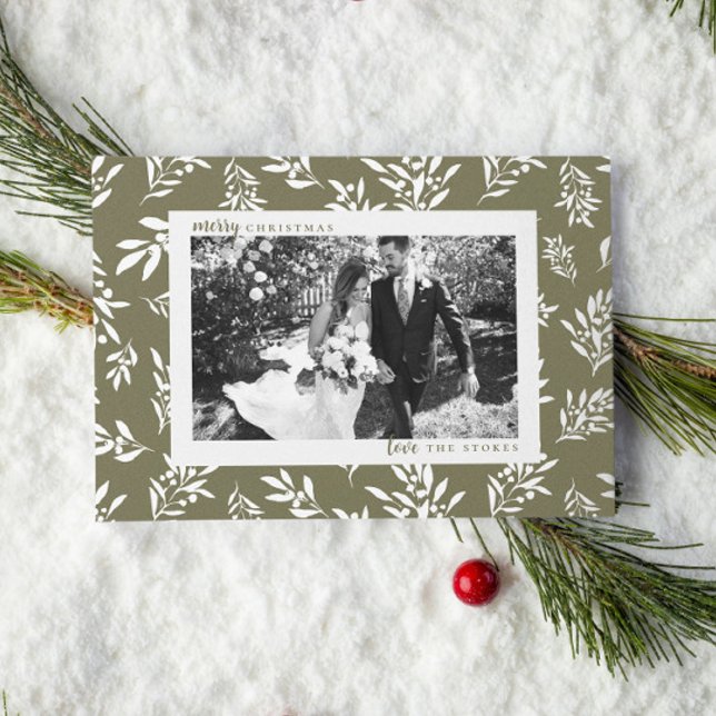 Carte de Noël de vacances de verdure simple (Créateur téléchargé)