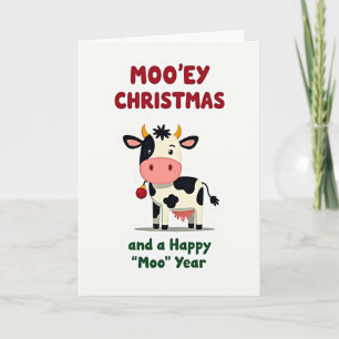 Carte de Noël de vache fantaisiste