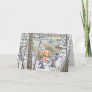 Carte de Noël de valse de "patineurs"