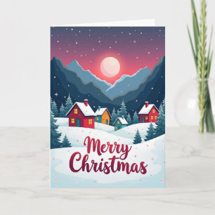 Carte de Noël de village d'hiver