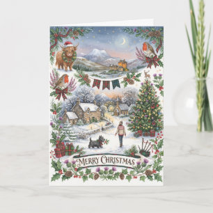 Carte de Noël de village écossais