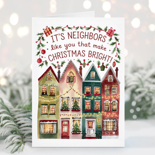 Carte de Noël de voisinage à l'aquarelle (Créateur téléchargé)
