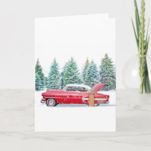 carte de Noël de voiture classique personnalisée