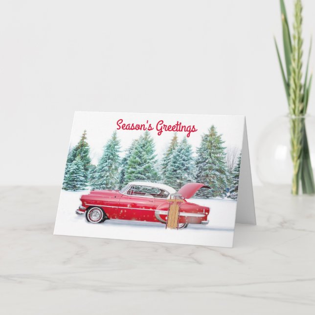 Carte de Noël de voiture vintage (Devant)