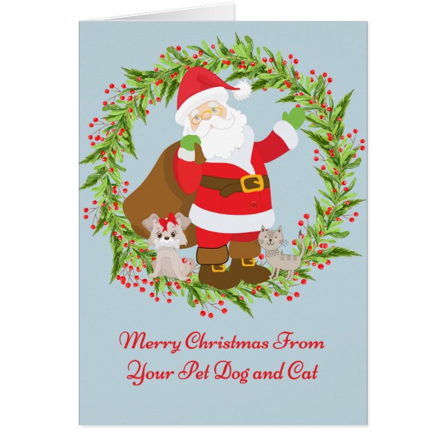 Carte de Noël de votre animal de compagnie chien & (Devant)