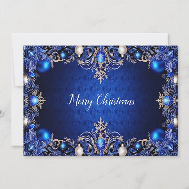 Carte de Noël Décor Bleu (Devant)