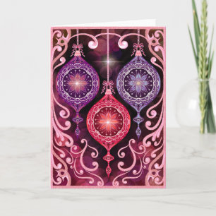 Carte de Noël décorative - Carte de Noël rose