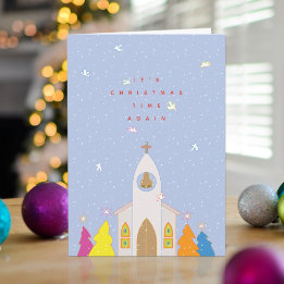 Carte de Noël d'église temps de Noël