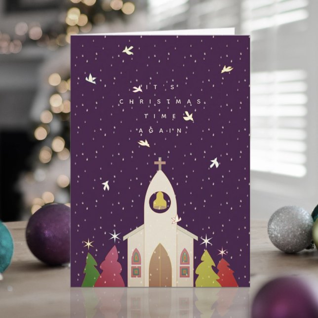 Carte de Noël d'église Temps de Noël (Créateur téléchargé)