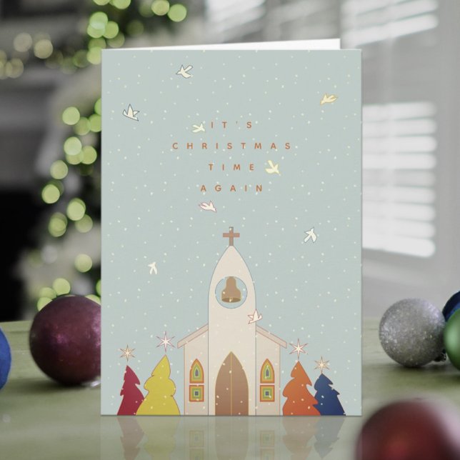 Carte de Noël d'église Temps de Noël (Créateur téléchargé)