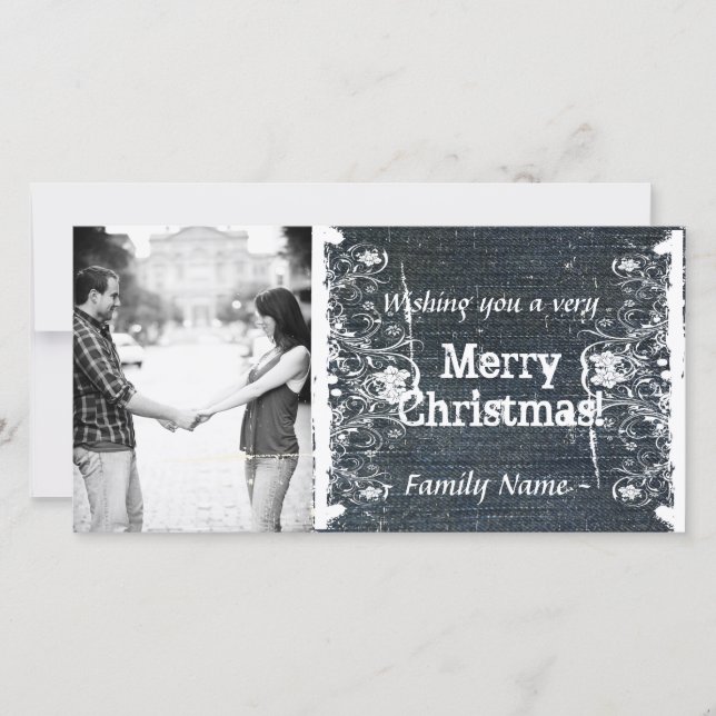 Carte de Noël Denim et Shabby Lace (Devant)