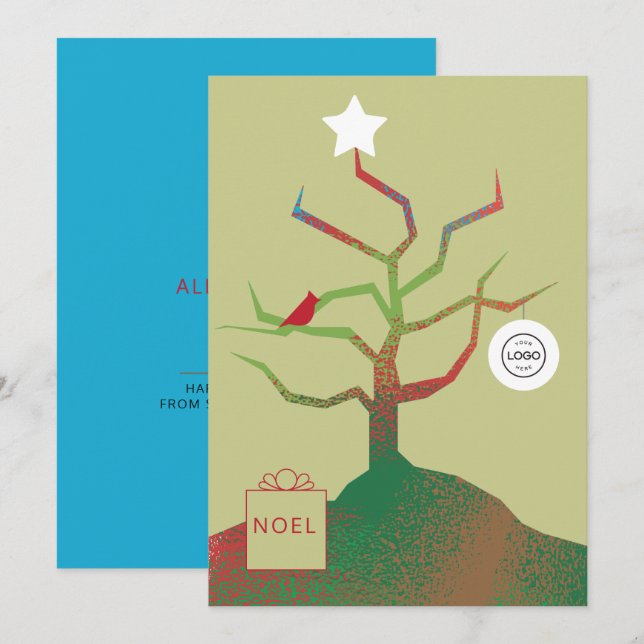 Carte de Noël d'entreprise Arbre de l'Art (Devant / Derrière)