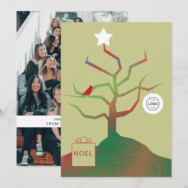 Carte de Noël d'entreprise Arbre de l'Art (Devant / Derrière)