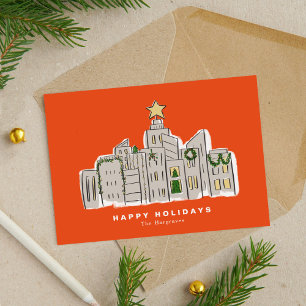 Carte de Noël d'entreprise Red City Skyline