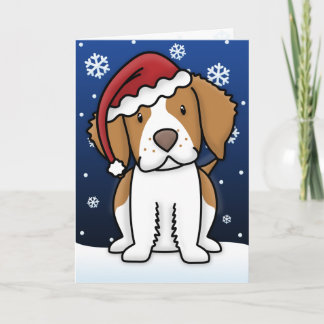 Carte de Noël d'épagneul de Kawaii la Bretagne