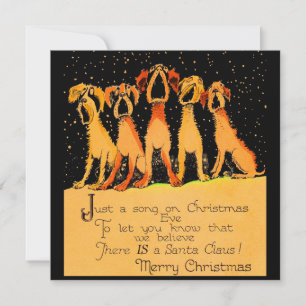 Carte de Noël des années 1920 avec chiens chanteur